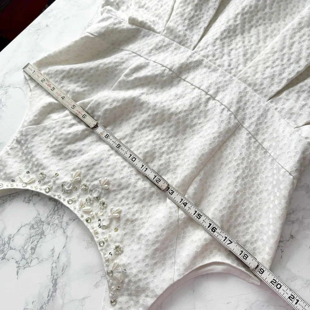 Eliza J White Shimmer Embellished Neckline Sleeveless‎ Fit Flare Dress Size 12 - Picture 11 of 15